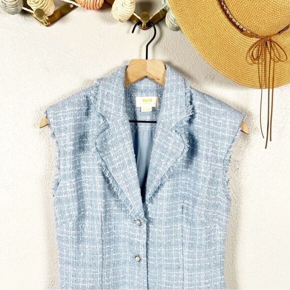 Anthropolgie Maeve Sleeveless Tweed Blazer Mini Dress Light Dress Size 8P - Picture 3 of 9